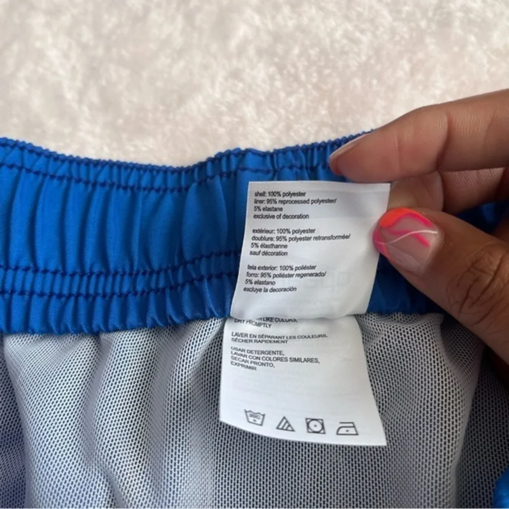 Speedo Men’s Size M Dark‎ Blue Orange Stripes Swim Trunks Shorts